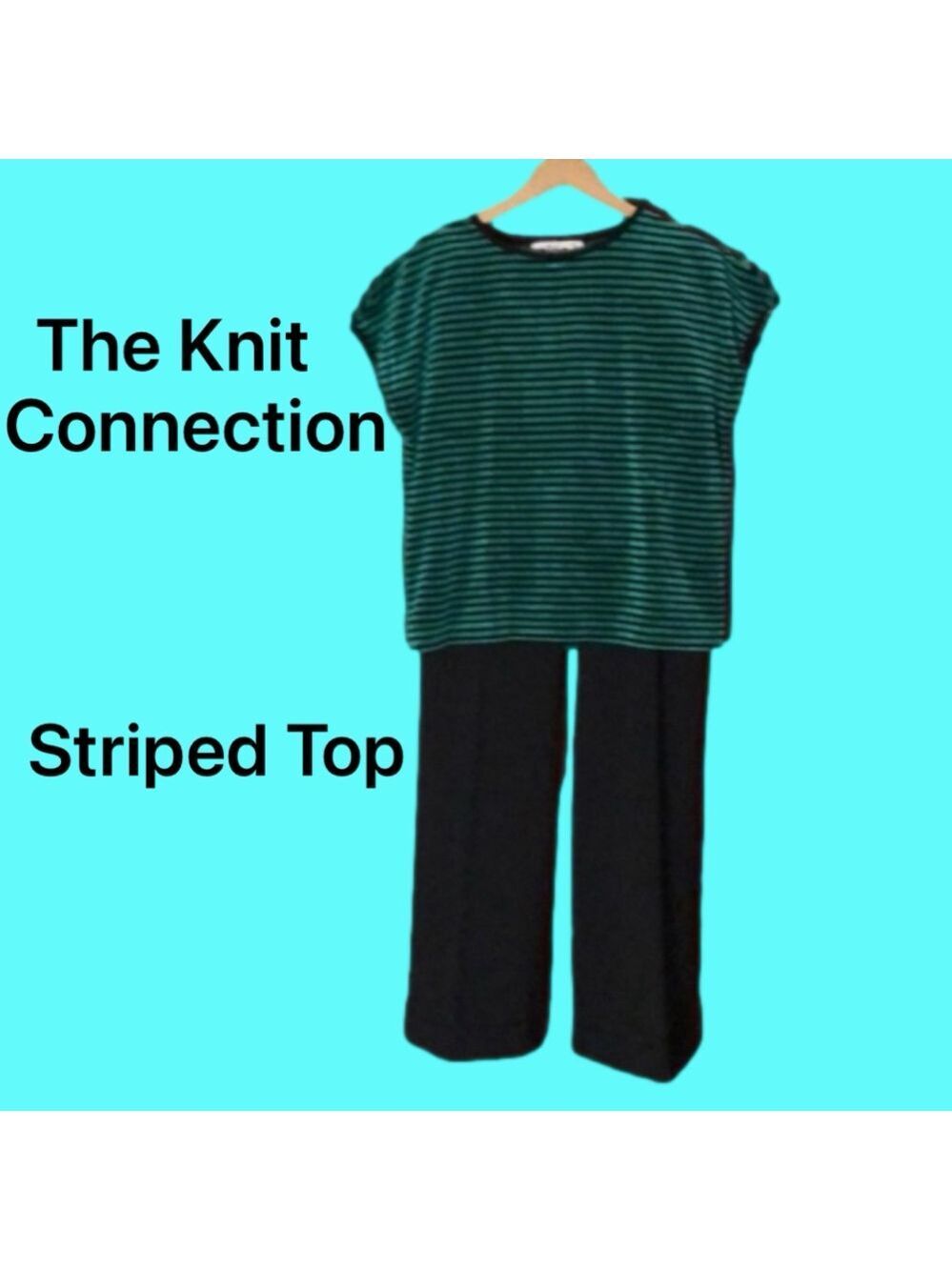 Soft Green/Black Striped Velvet Top by Russ (M)